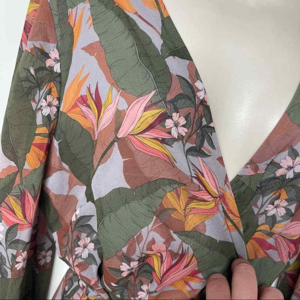 Badgley Mischka Multi Floral Wrap Dress sz 16 - Picture 7 of 11